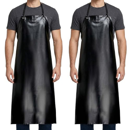 Xpose Safety Heavy Duty Vinyl Waterproof Aprons, White - For Home, Industrial and Commercial Use - Chemical Resistant - color: Black, style: 2 Pack