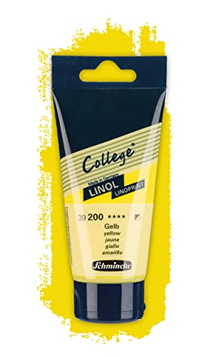 Schmincke - College Linol, Artists' lino Printing Inks, Yellow in 75 ml Tube, 39200013, Low-Odour Water-Based lino Printing Ink, lightfast, Even Print - color: Yellow, size: 2.54 Fl Oz (Pack of 1)