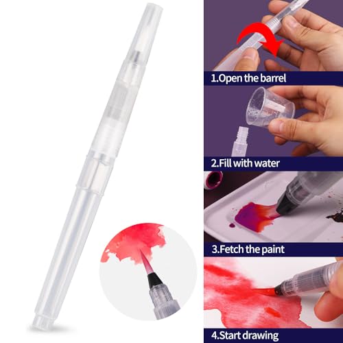TRANSON 48 Colors Watercolor Paint Set with 4pcs Paint Brushes and 1pcs Water Brush Pen for Adults, Beginners and Artists