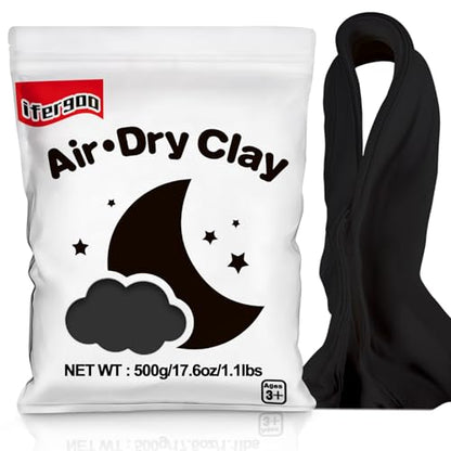 Ifergoo Black Foam Modeling Clay- Moldable Cosplay, Air Dry, Squishy Molding Clay for Adult Arts & Craft Project, Fake Bake, Slime Supplies, 1.1LBS/500G - color: Black/500g