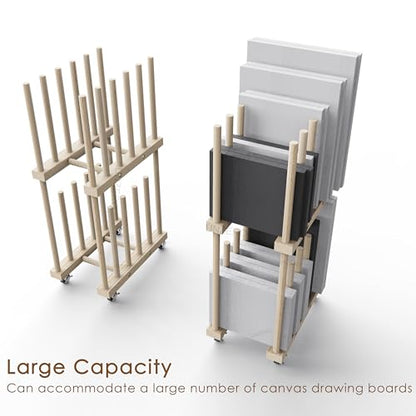 Art Storage Rack - Canvas & Paper Storage Stand with Handle & Caster Wheels for Art Studios & Gallery - size: 9.7"D x 15"W x 30"H