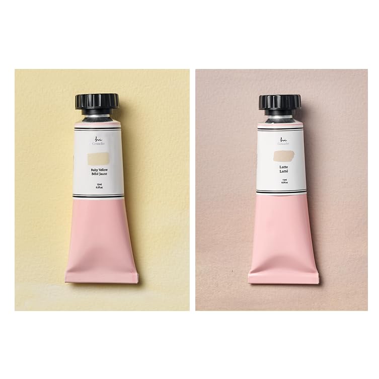 Paint Set(15ml/2Tubes) - Watercolor Gouache | Pastel Yellow, Beige| Easy Mixing |Watercolor Paints for Beginners, Artists, Acuarelas - color: CREAMY(Baby Yellow&Latte)