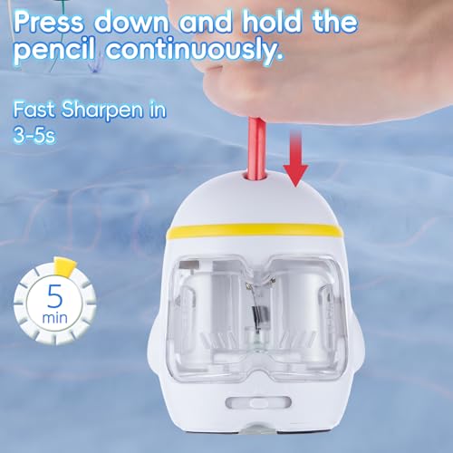 M&G Electric Pencil Sharpener, Portable Pencil Sharpener Battery/USB Dual Power Operated Sharpener for Pencils Kids Students Home Classroom School Office (Cute Bear) - color: White
