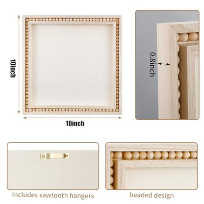 Wenqik 4 Pack Beaded Wood Canvas Panels Unfinished Wooden Blank Framed Signs Boho Style Panel Boards Square Plaques for DIY Crafts Painting Pouring Drawing Art Projects (10 x 10 Inch) - size: 10 x 10 Inch