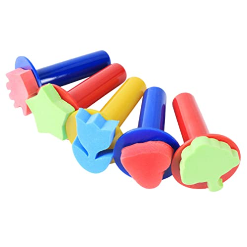 EXCEART 5 Pcs Paint Sponges for Kids and Toddlers Assorted Color Sponge Stamps for Painting Gentle Plastic and DIY Art Supplies
