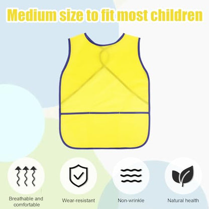 Kids Art Smock Sleeveless Painting Apron 3-8 Years | 3 Deep Pockets, Washable Waterproof Coverall for Painting, Crafts, Messy Play - Ideal for Boys Girls Classroom & Home - color: Blue, Yellow, Red, Green, Pink and Light Blue
