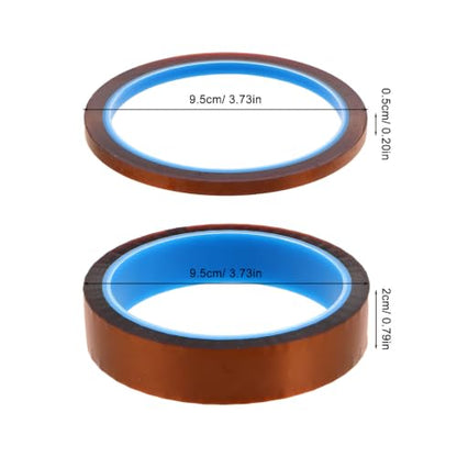 BESTonZON 2pcs Polyimide Heat Resistant Tape 5mmx35m Strong Adhesion and Heat Proof Protection for Electronic Repairs and 3D Printing Applications High Temperature Insulation Tape