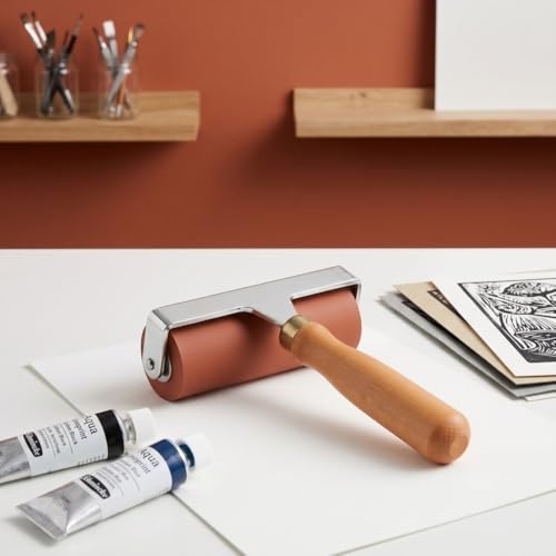 Anu Limen Soft Rubber Brayer High-Elasticity Roller for Printmaking, Scrapbooking & Art Crafts, Even Ink Application, Non-Slip Handle(10cm) - size: 10cm