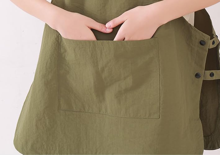 NEWGEM Waterproof Apron with Pockets for Women Cooking Painting Baking Gardening - color: 3 Pockets Green