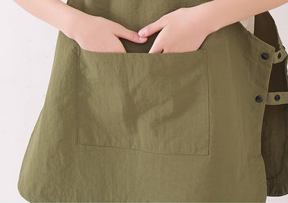 NEWGEM Waterproof Apron with Pockets for Women Cooking Painting Baking Gardening - color: 3 Pockets Green