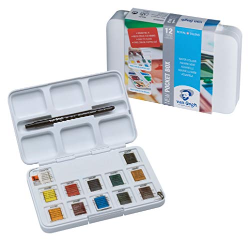 Van Gogh Watercolor Paint Set, Plastic Pocketbox, 12-Half Pan General Selection