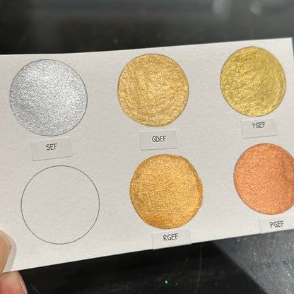 IUILE Handmade Watercolor Paints - Extra Fine Metallic Chrome Half Pan Set (5 colors) - color: Extra Fine Chrome