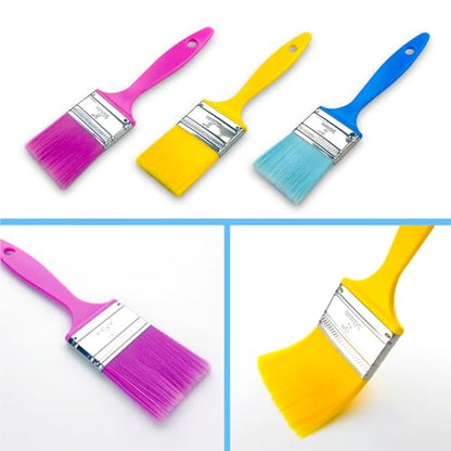 9-Pack Flat Paint Brushes 2 Inch, Paint Brush Set for Painting Acrylic Oil Crafts DIY, Bulk Paint Brushes for Walls,Touch Up,Trim Painting Supplies - size: 9 pcs, 2-in, Flat
