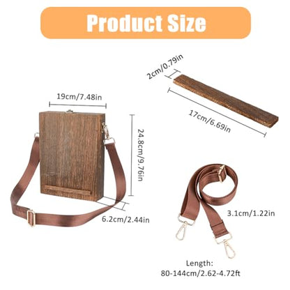 SUPERFINDINGS Writers Messenger Wood Box Tabletop Easel Box Painting Brush Tool Storage Cage Portable Storage Easel Box with Band for Outdoor Painting Drawing Sketching Writing