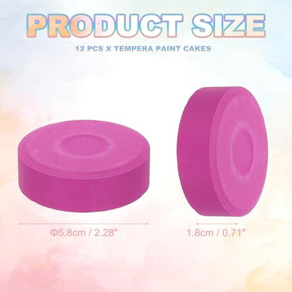 PATIKIL 12 Pcs Tempera Cakes, 2.3"x0.7" Washable Tempera Paint Cakes Blocks Bulk Large Art Supplies Watercolor for Artists Art Painting Drawing DIY Crafting, Rose Purple - color: Rose Purple