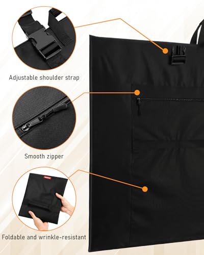 Nicpro Light Weight Art Portfolio Bag, 36 x 48 Inches Waterproof Art Portfolio Case with Shoulder & Handle Carry, for Artwork, Poster, Sketch Drawing, Canvas, Photography, Solar Panel Storage - size: 36 x 48 inches