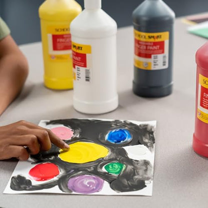 School Smart Washable Finger Paints, 16 Ounces Each, Assorted Primary Colors, Set of 6