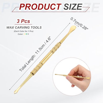MECCANIXITY 3 Pcs Wax Carving Tools Stainless Steel 4.6 Inch Double-Headed Wax Carving Sculpting Tools for Modeling Sculpting Shaping, AB, Gold, Silver - color: AB, Gold, Silver
