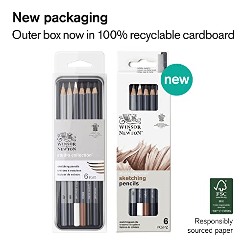 Winsor & Newton Studio Collection Artist Pencils, Sketching Pencils, Set of 6 - style: 6 Sketching Pencils
