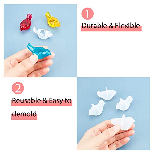 arricraft 10 Pcs 3D Bird Silicone Resin Molds, Epoxy Resin Casting Molds for for UV Resin Jewelry DIY Craft - color: 3D Bird