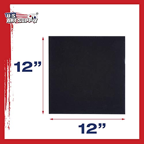 U.S. Art Supply 12 X 12 Inch Black Art Canvas Board Panels 6 Pack - 8 Ounce Heavyweight Cotton Acid Free Canvases for Painting Acrylics and Watercolor (1 Case of 6 Single Canvas Painting Panels) - size: 12" x 12"