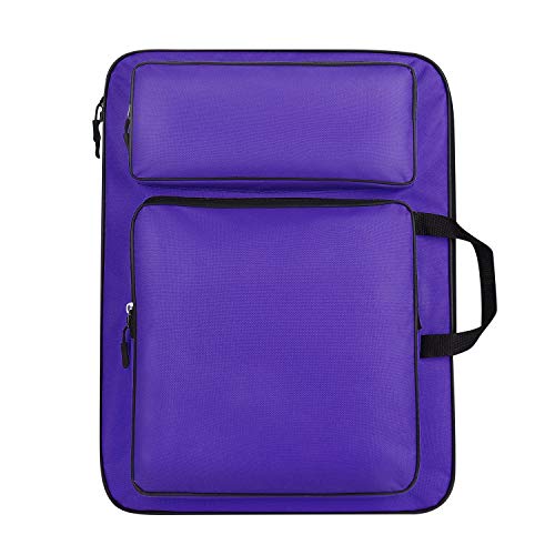 Art Portfolio Carry Case Bag Drawboard Tote Handheld Storage Portable Shoulder Lightweight Box for 8k Sketch Pad Artist Drawing Painting Supplies - color: Dark Purple
