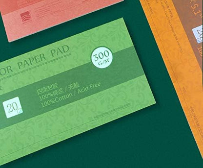Watercolor Paper Block, BAOHONG Academy Grade Watercolor Block, 100% Cotton, Acid-Free, 140LB/300GSM, Cold Press Textured, 20 Sheets per Block (Cold Press 4.9" x7“”) - size: Cold Press 4.9" x 7"