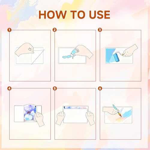 bimiti 6-Pack Gel Printing Plates 8"x10" – Reusable Monoprinting Supplies for Artists & Crafters, Easy Clean Gel Plate for Card Making, Scrapbooking, Mixed Media & DIY Crafts