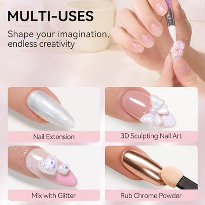 Makartt Pearl White 3D Gel Nail Art: Solid Builder 3D Sculpting Nail Gel Non-sticky for Molding Extension Shaping Sculpting Nail Strengthen Hard Gels UV/LED Lamp Required 15ml - color: Pearl White