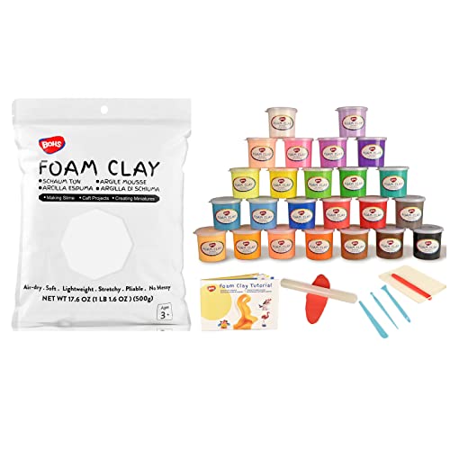 BOHS 1.1 lbs White + 24 Colors (2.65 lbs) Squishy Slime and Modeling Foam Clay