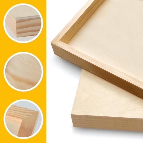 Falling in Art 2 Pack Unfinished Wooden Canvas Panels, 11x14 Gallery Birch Wood Panels Kit, 1 1/2" Deep Art Cradle Boards for Acrylic Painting, Pouring and Burning - size: 11*14 2 Pack