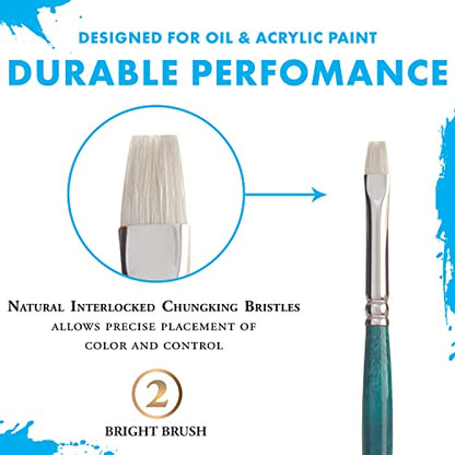 Princeton Ashley Bright Brush, Natural, Long Handle, Size 2, 1 Count - color: Blue Green, size: Size 2