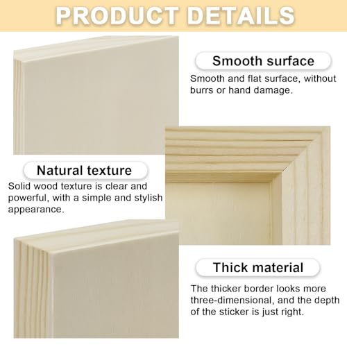 Unfinished Wooden Panel 5 Pcs Wood Canvas Boards, 5 x 5 Inch Wood Panels Blank Boards for Painting Pouring Burning and DIY Craft Projects - size: 5×5×0.8 Inch