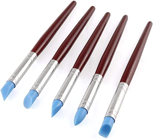 Clay Sculpting Tool 5PCS 5 Size Rubber Tip Silicon Brushes Pottery Clay Pen Shaping Carving Tools