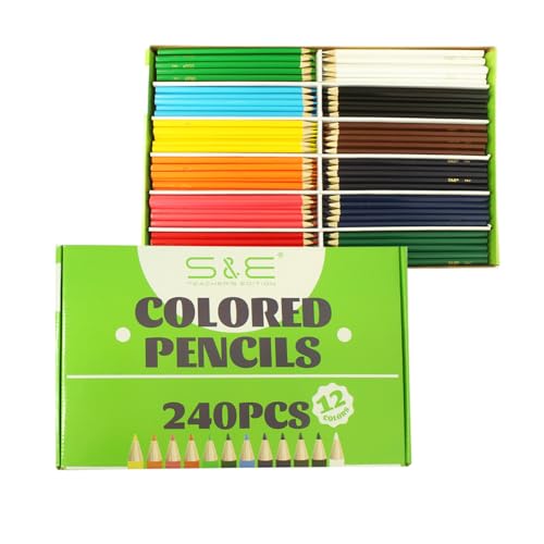 S & E TEACHER'S EDITION 240Pcs Colored Pencils, Coloring Pencils Set Drawing Pencils for Sketch, Woodcase Lead Arts, for Coloring Books