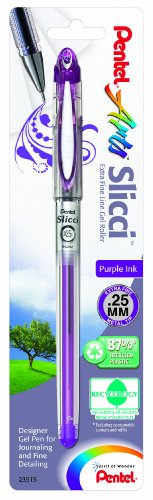 Pentel Arts Slicci Extra Fine Gel Pen, 0.25mm, Purple Ink, 1 Pack (BG202BPV) Violet - color: Violet, size: 1 Count (Pack of 1), style: 0.25mm