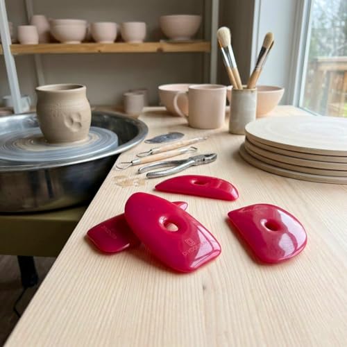 DIYOOHOMY Pottery Ribs for Pottery Tools and Clay Tools, Soft Silicone Ceramic Supplies Kit for Shapes Sculpting,Mud,Trimming,Throwing (6) - color: red-6