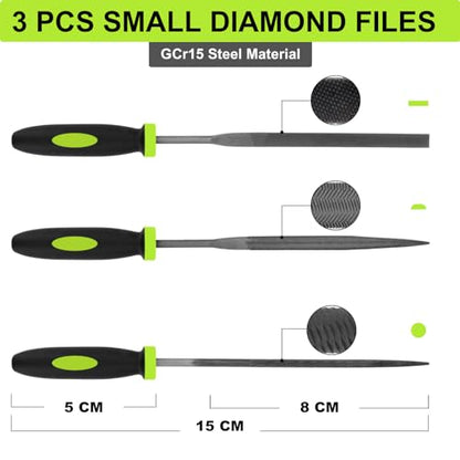 19 pcs File Set, Includes 5 pcs Large Steel Files, 12 pcs Jewelers File Set and Wire Brushes Ideal Hand File Tools for Woodwork, Metal, Model Applications - style: 19 Pieces