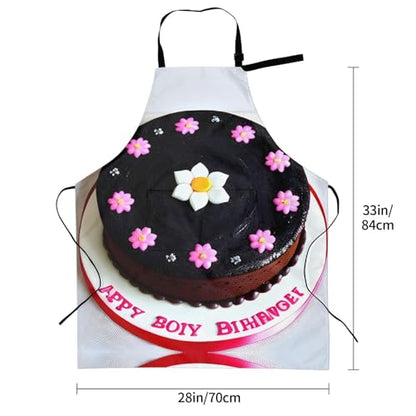 Round watercolor painting Heavy Duty Waterproof Apron with Pockets for AdultsResistant Grilling, Gardening, Painting - color: Black Chocolate Cake