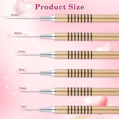 6Pcs Nail Art Liner Brushes Set, Fine Drawing Painting Details Design Striping Brush With Gel Polish Acrylic Handle Gifts Manicure Tools DIY Sizes 5/7/9/11/15/25mm, Gold - color: Gold