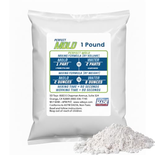Perfect Mold Alginate Molding Material, Non-Toxic Mold Making Powder for Life Casting, Hand Casting, Baby Footprints, Face & Body Molds, USA Made, 1 lb Bag - size: 1Lb