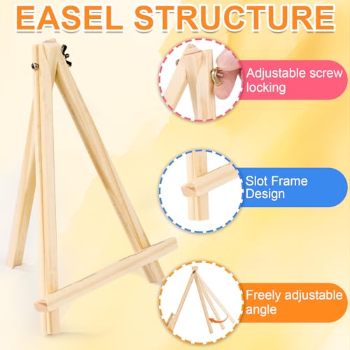 ESRICH 36 Pack 9 Inch Wood Easels, Easel Stand for Painting Canvases, Art,and Crafts, Tripod, Painting Party Easel, Kids Student Tabletop Easels for Painting, Portable Canvas Photo Picture Sign Holder - style: 36