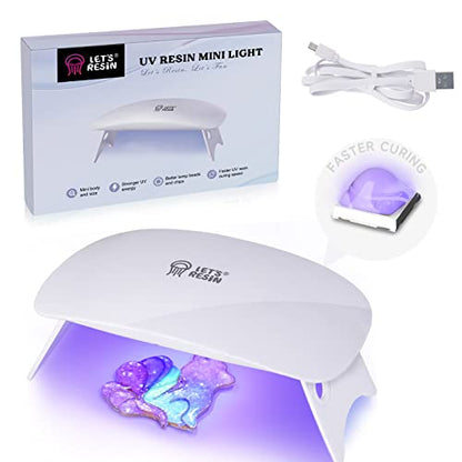 LET'S RESIN Mini UV Light for Resin, 2.5Times Higher Energy Value Portable Light, Faster Curing & 84g Light Weight UV Lamp, Supplies for UV Resin Molds, Jewelry Making, Craft Decor - size: Mini