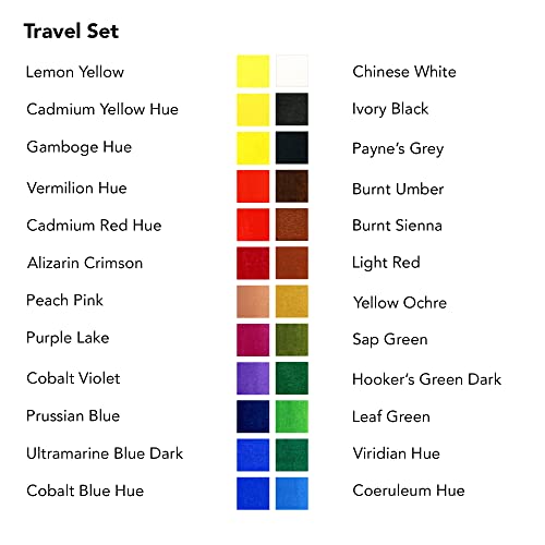 Daler Rowney Half Pan Travel Set, 25 Piece, Assorted Colors