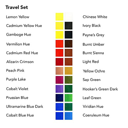 Daler Rowney Half Pan Travel Set, 25 Piece, Assorted Colors