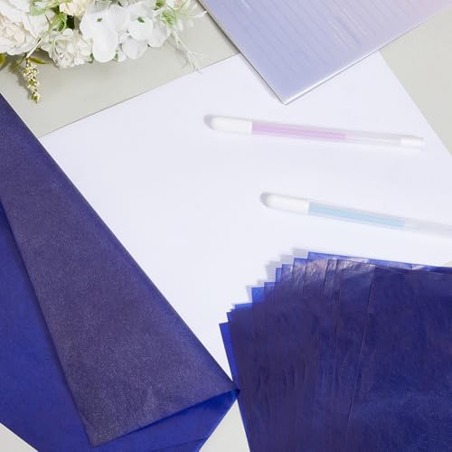 100 Sheets 11.7 x 8.3 Inch Blue Carbon Transfer Paper Transfer Drawing Paper Rectangle Graphite Crafts Tracing Blank Pages Accessories for DIY Making Woodworking Drawing Board Art Projects - color: Dark Slate Blue