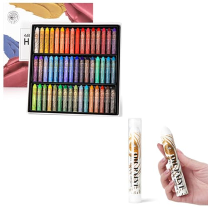 Paul Rubens 48 Vibrant Colors Oil Pastel Set 60g Extra Large White Oil Pastels Set (Pack of 2)