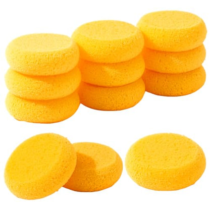 12Pcs Pottery Sponges, Round Clay Sponge, Elasticity, Soft | Yellow Polish Sponge, For Kitchen Shoes, Leather Care, Painting Crafts