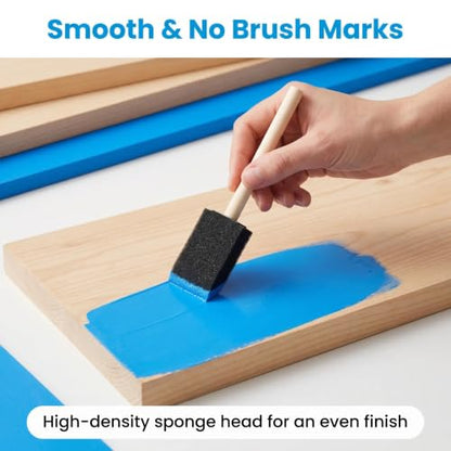Bulk Foam Paint Brushes, 50 Pcs Disposable, 1-inch Sponge Brushes for Painting, Staining, Varnishes & DIY Craft Projects - By TX liteart - size: 1 inch