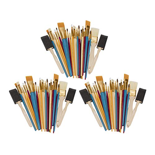 Oodles of Brushes Economical Art Brush Set of 25 - Balanced Assortment of Economical Brushes for Art, Craft, Hobby and Home - 3 Pack - size: 3 Pack